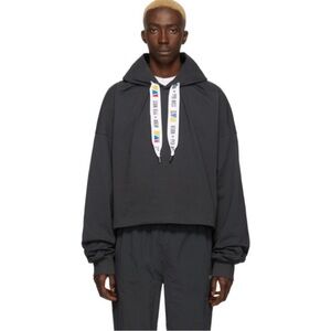 Reebok by Pyer Moss Dark Gray Collection 3 Dropped Shoulder Oversized Hoodie - S